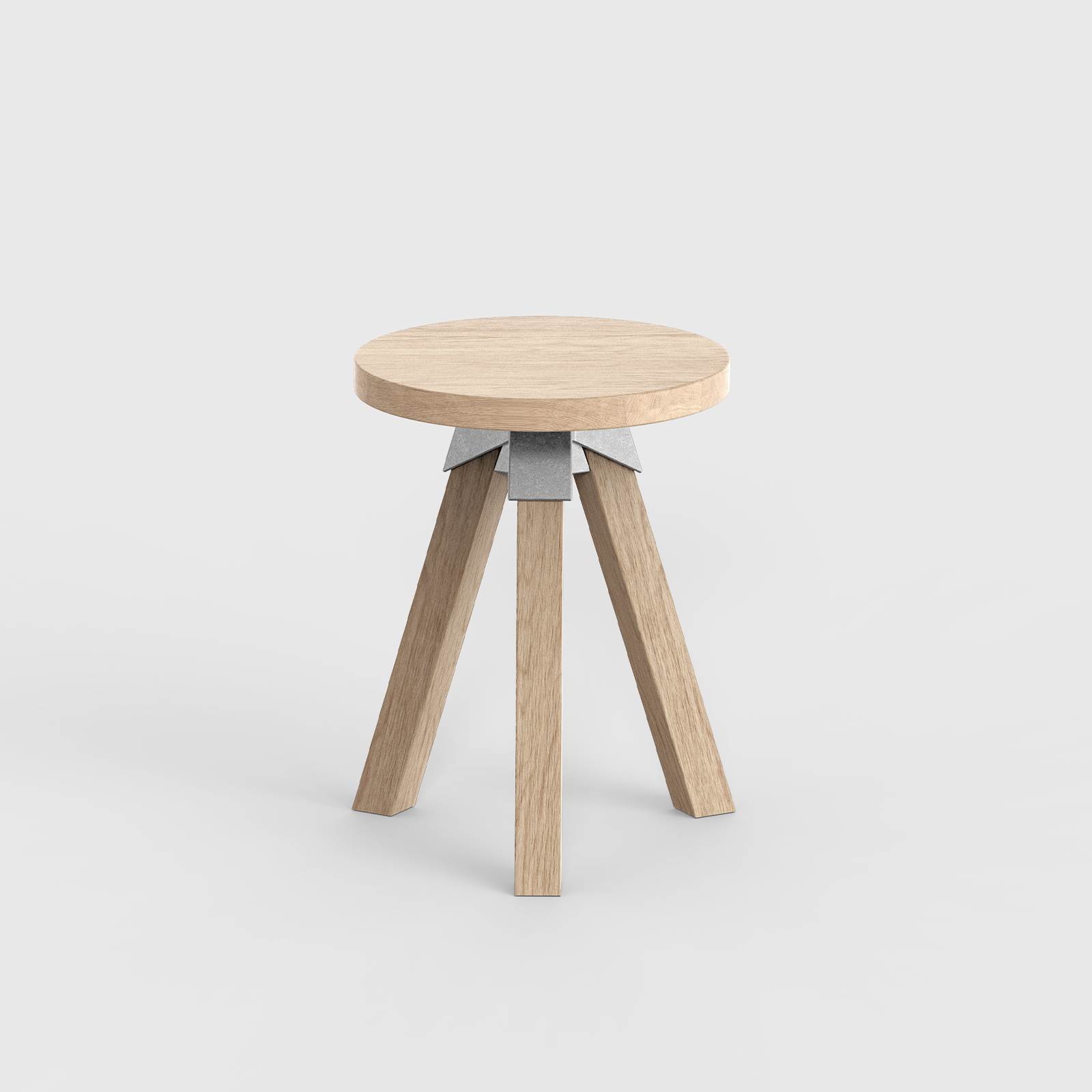 A-joint stool in solid American Oak with cast aluminium A-joint