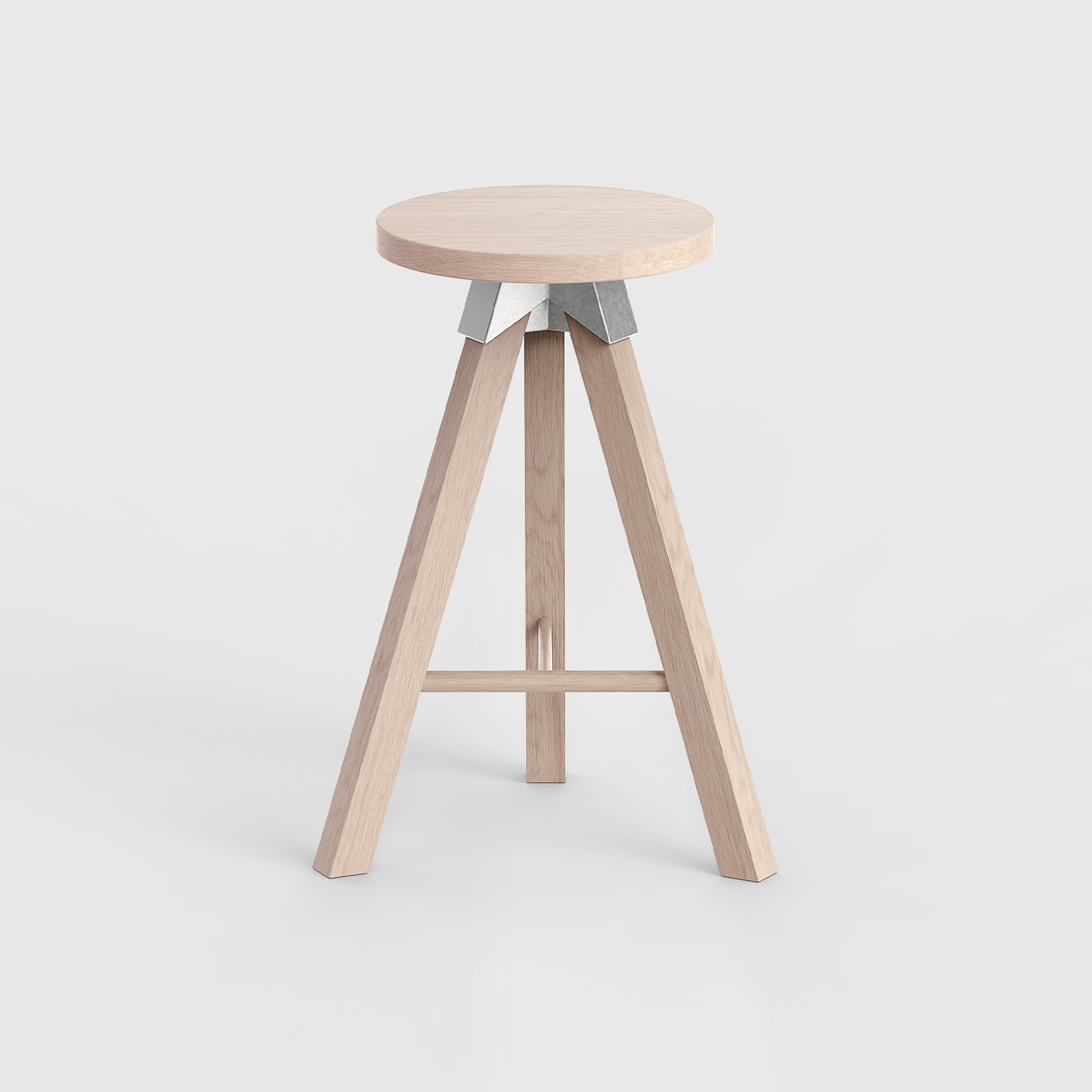 A-joint tall stool in solid Victorian Ash with cast aluminium A-joint