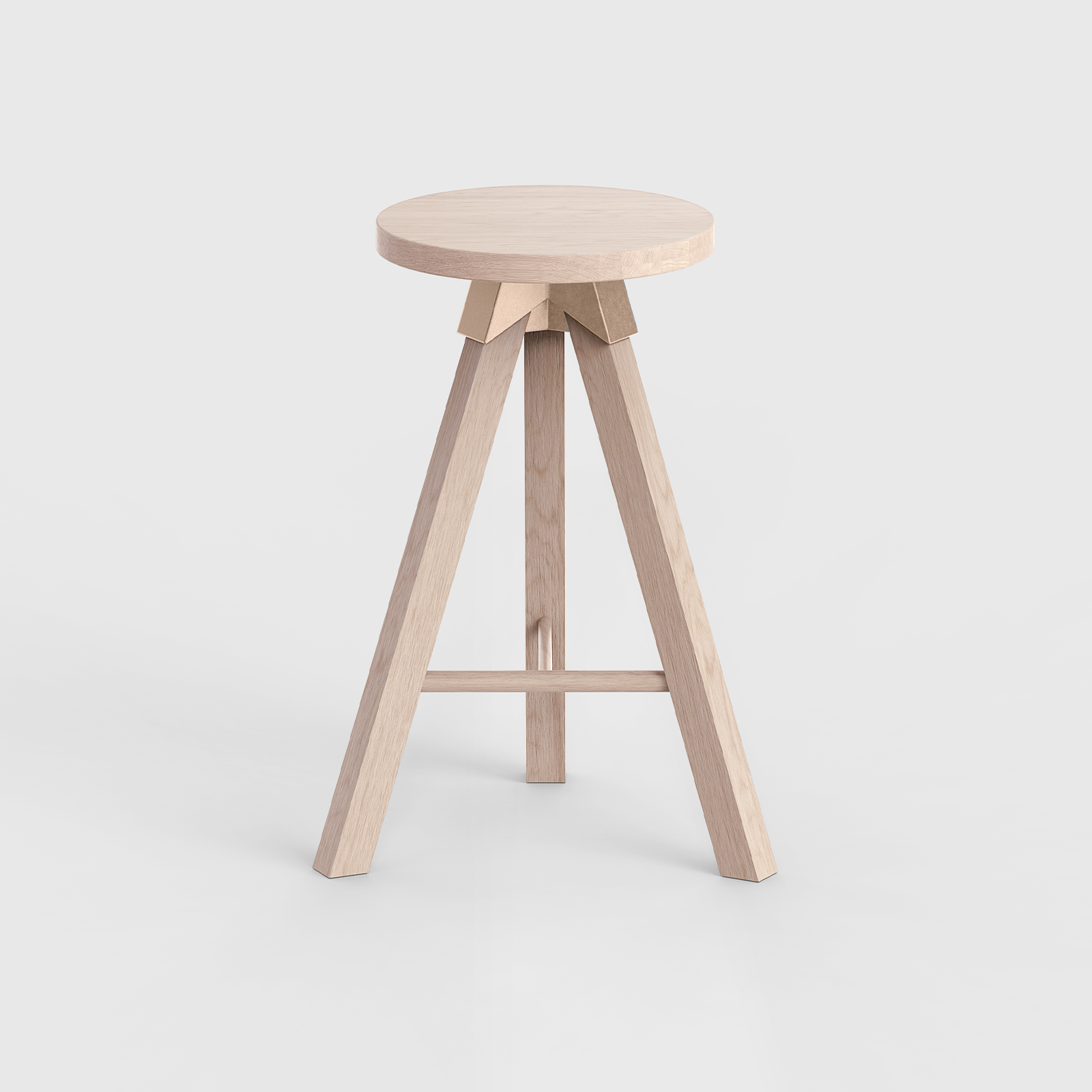 A-joint tall stool in solid Victorian Ash with cast bronze A-joint