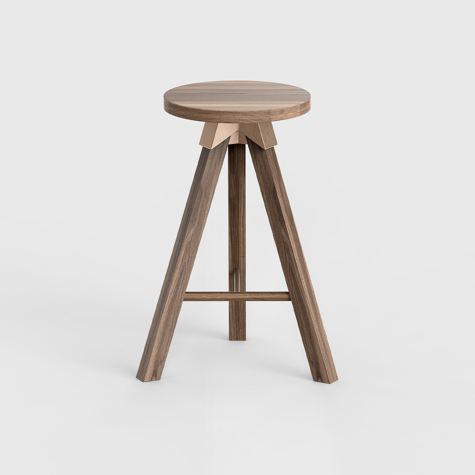 A-joint tall stool in solid American Walnut with cast bronze A-joint